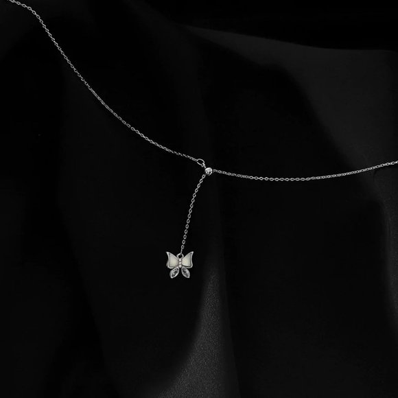 *925 Sterling Silver Diamond Butterfly Necklace